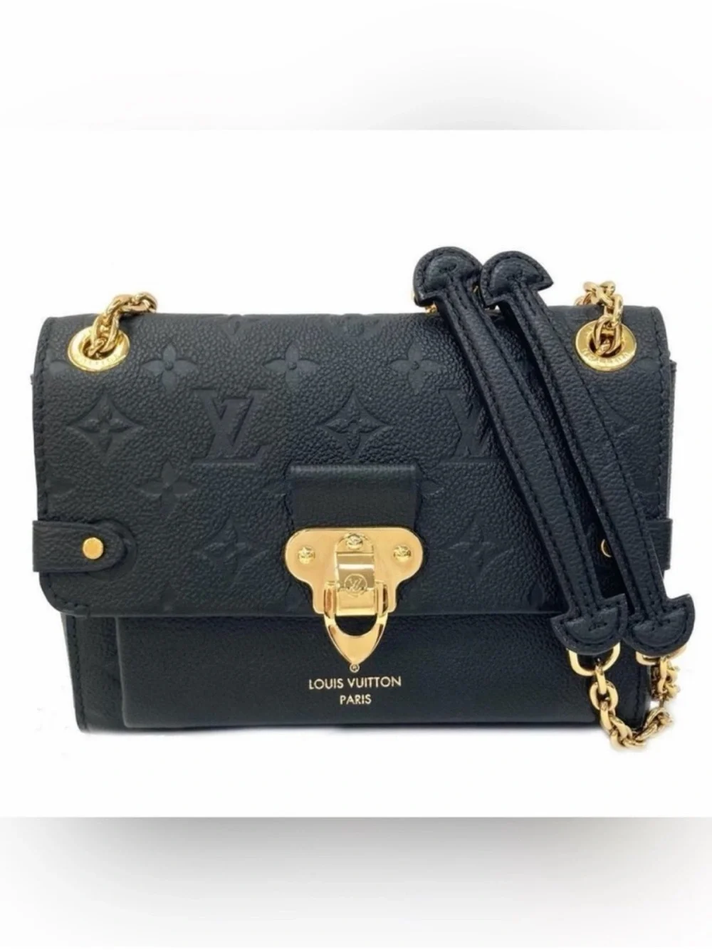 Louis Vuitton Vavin BB Empriente black leather logo bag 2 way strap
